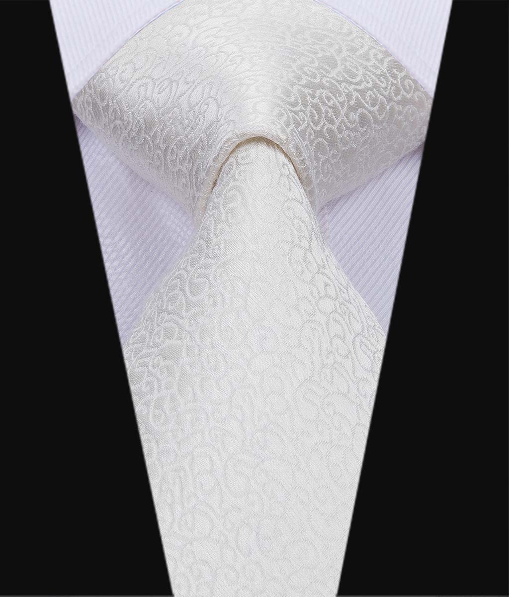 Platinum Scroll Solid Silk Tie