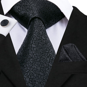 Obsidian Scroll Solid Silk Tie