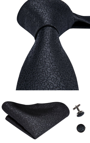 Obsidian Scroll Solid Silk Tie