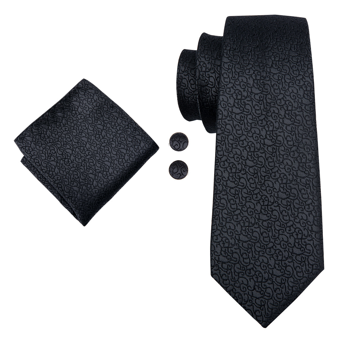 Obsidian Scroll Solid Silk Tie