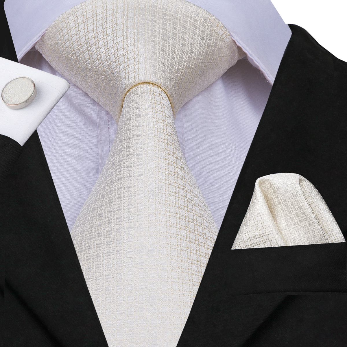 Platinum Cubed Solid Silk Tie