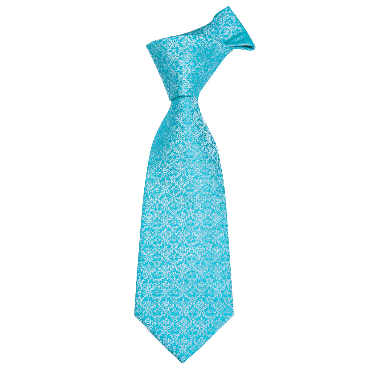 Cyan Chainmail Solid Silk Tie