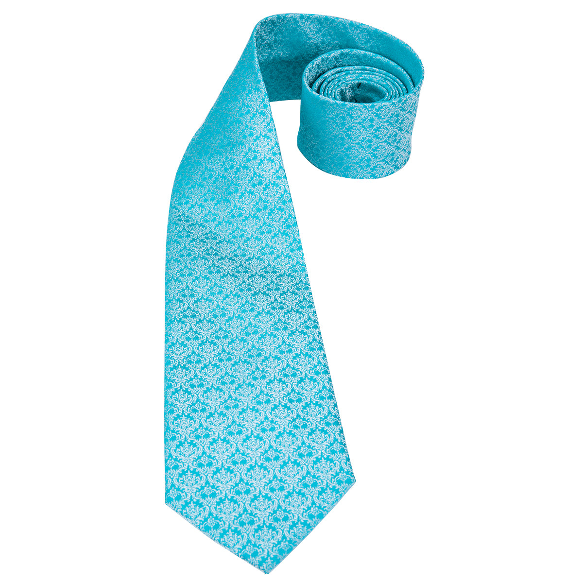 Cyan Chainmail Solid Silk Tie