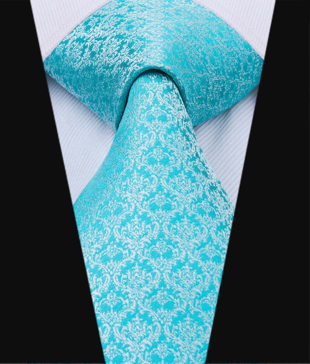 Cyan Chainmail Solid Silk Tie