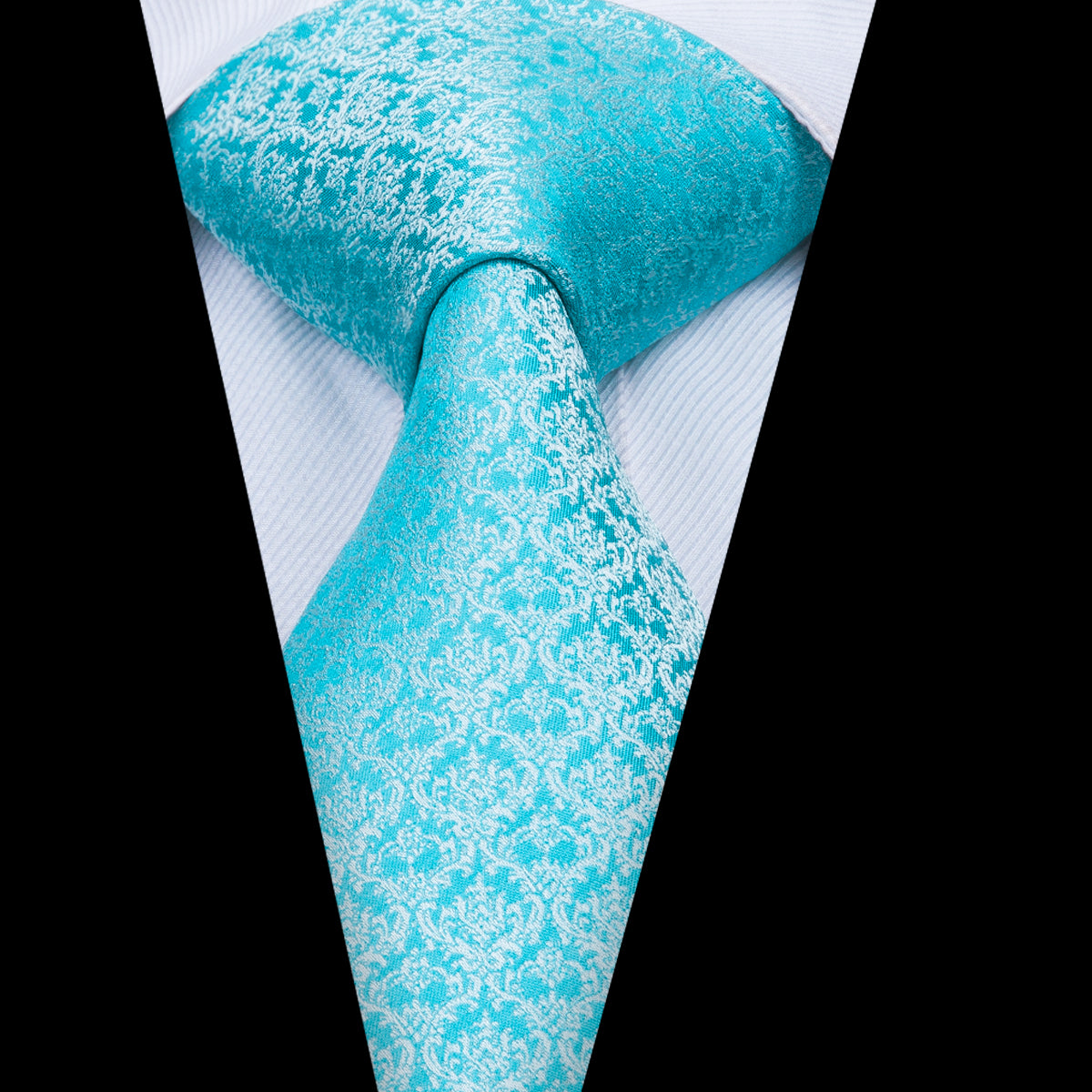 Cyan Chainmail Solid Silk Tie