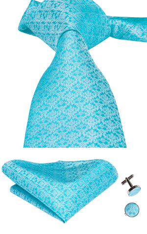 Cyan Chainmail Solid Silk Tie