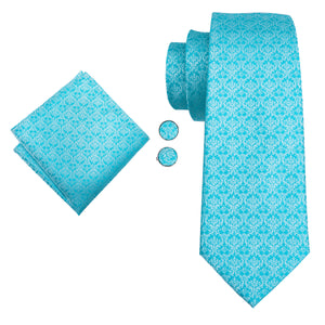 Cyan Chainmail Solid Silk Tie