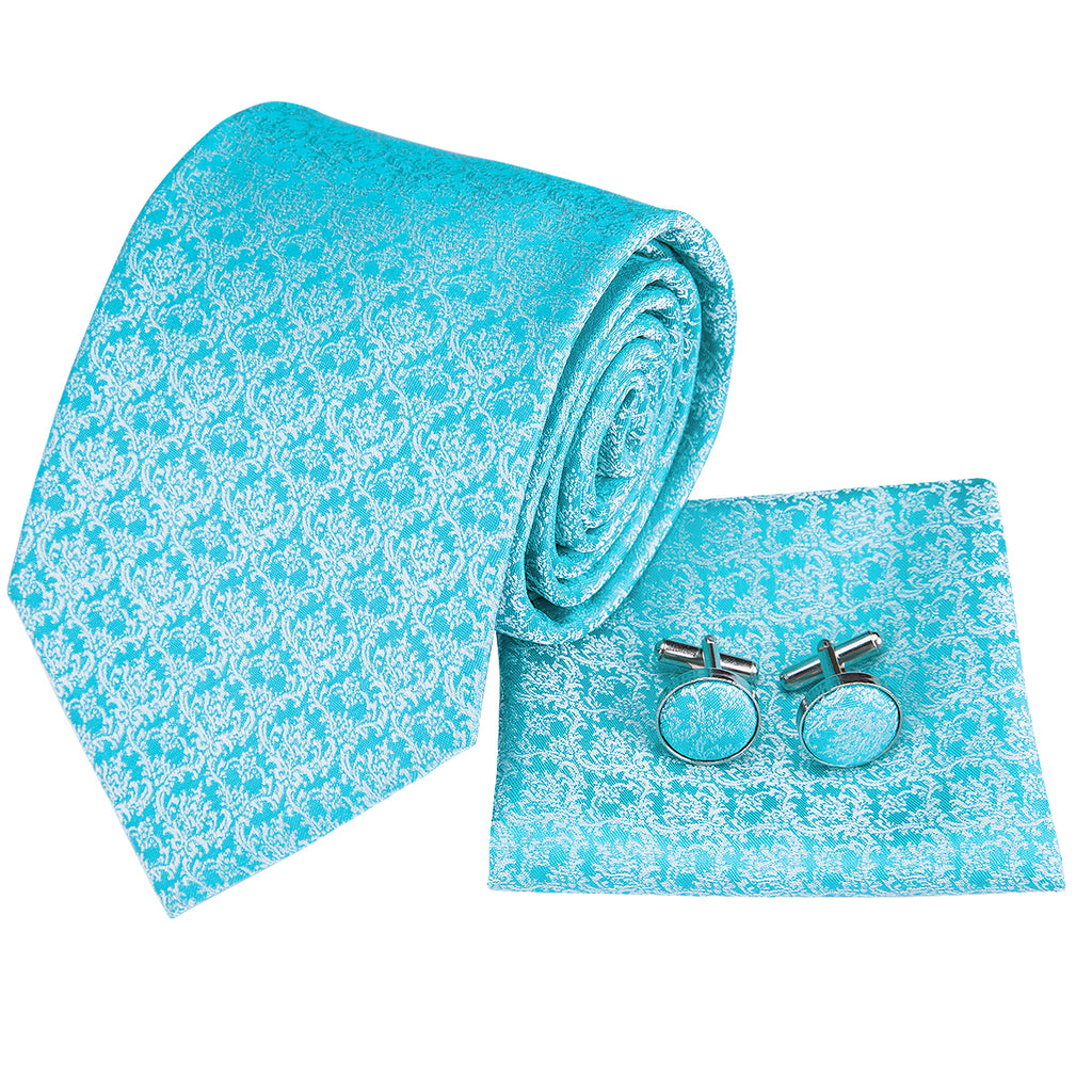 Cyan Chainmail Solid Silk Tie