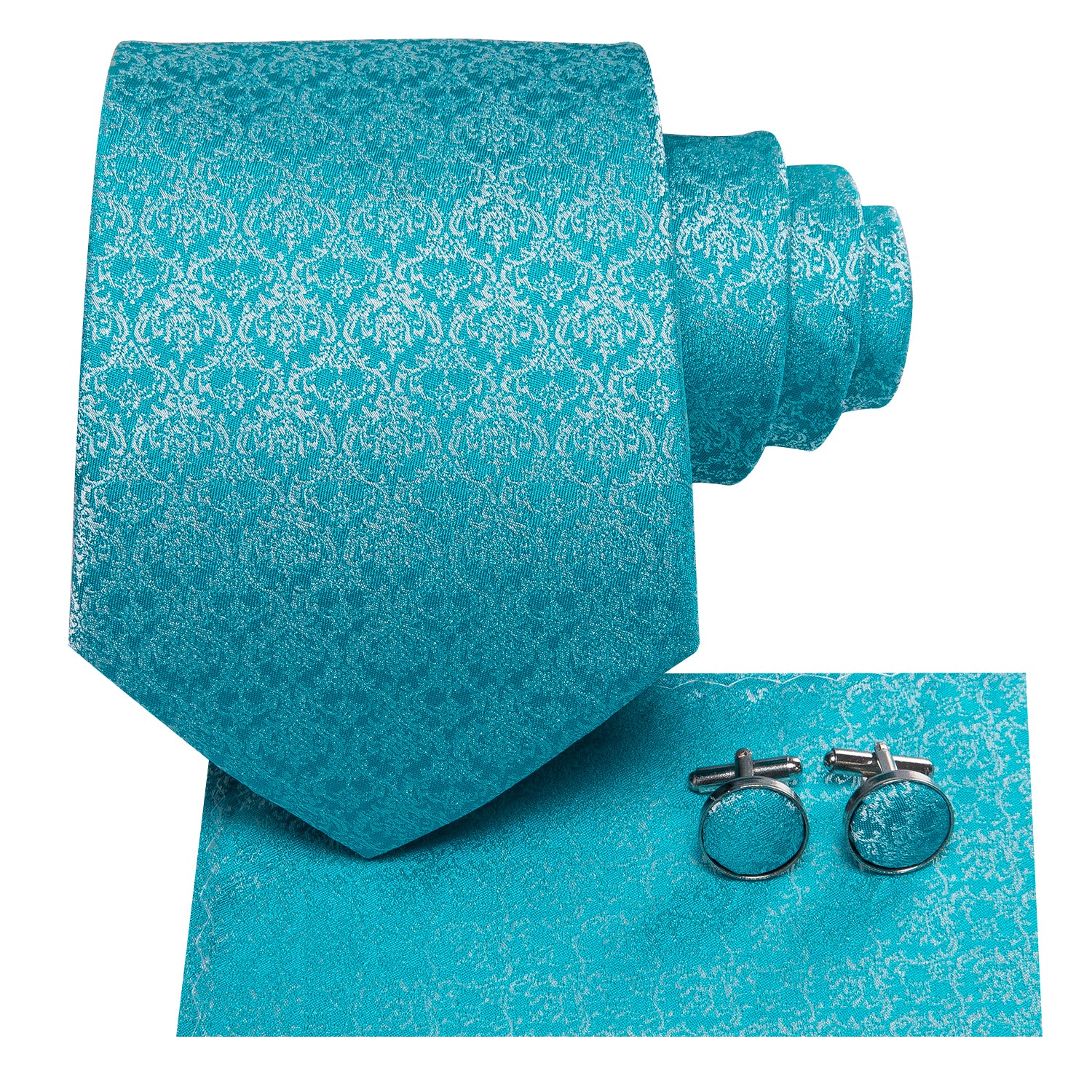 Cyan Chainmail Solid Silk Tie