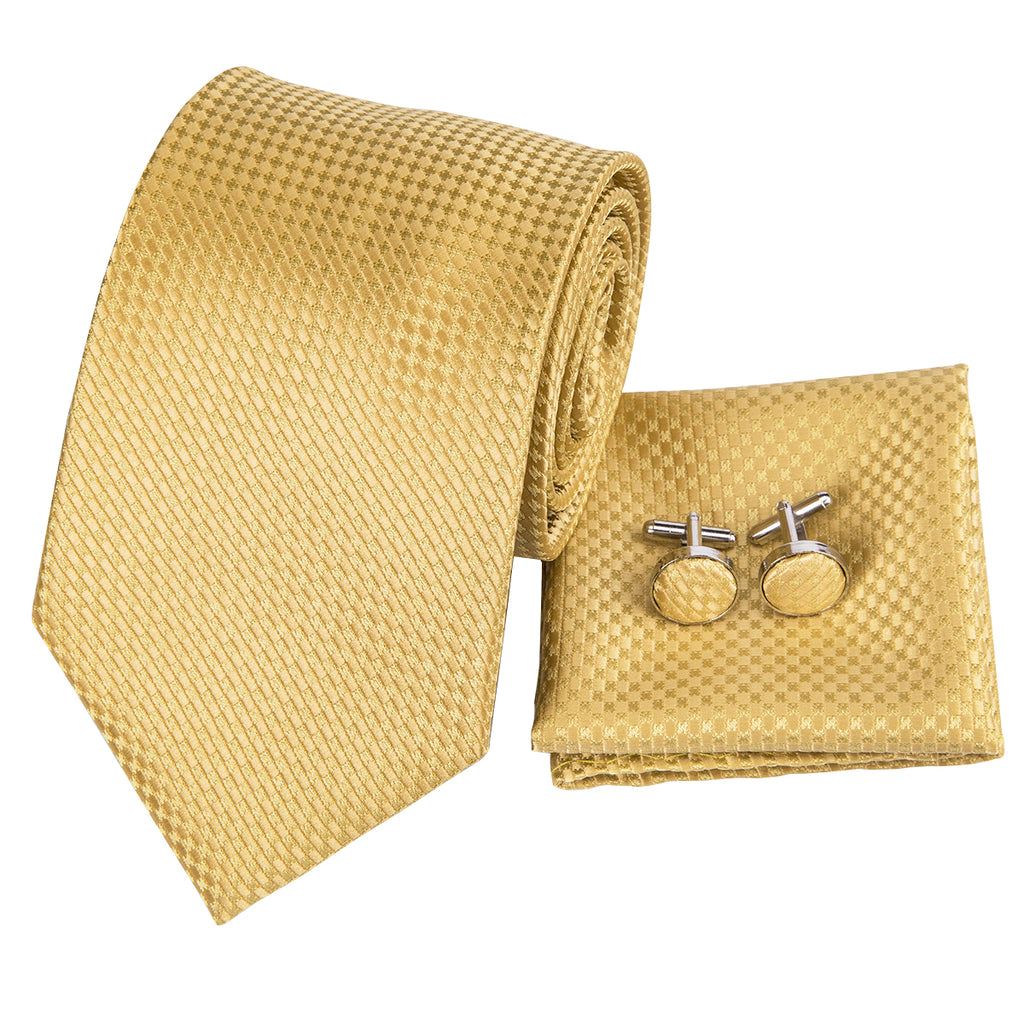 Gold Cubed Solid Silk Tie