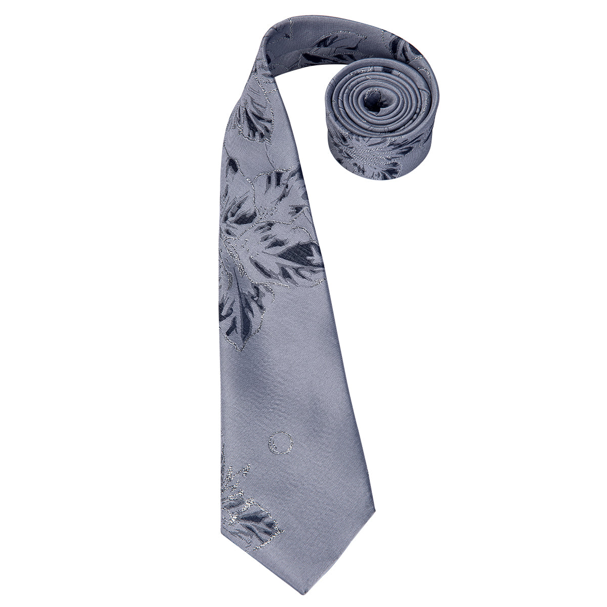 Slate Grey Blossoms Silk Tie