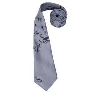 Slate Grey Blossoms Silk Tie