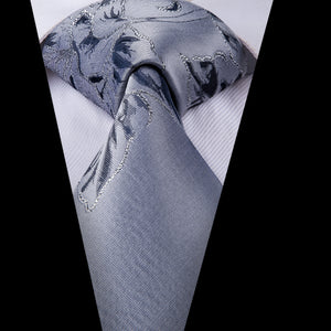 Slate Grey Blossoms Silk Tie