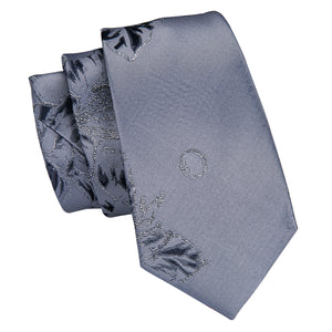 Slate Grey Blossoms Silk Tie