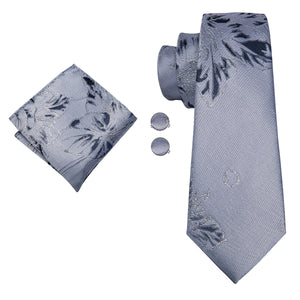 Slate Grey Blossoms Silk Tie