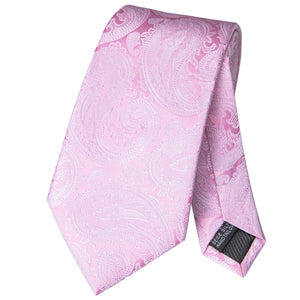 Rose Quartz Platinum Paisley Silk Tie