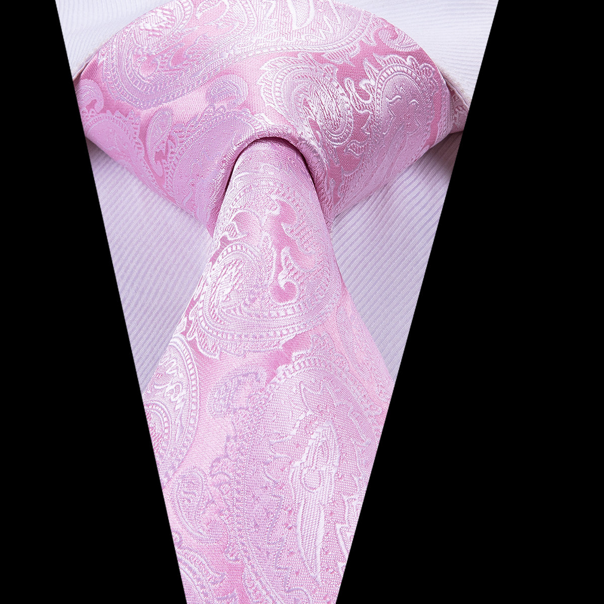 Rose Quartz Platinum Paisley Silk Tie