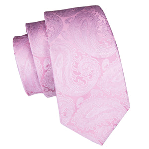 Rose Quartz Platinum Paisley Silk Tie