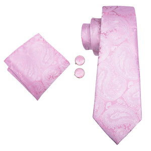 Rose Quartz Platinum Paisley Silk Tie