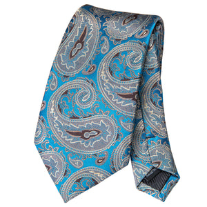 Electric Sapphire Steel Paisley Silk Tie