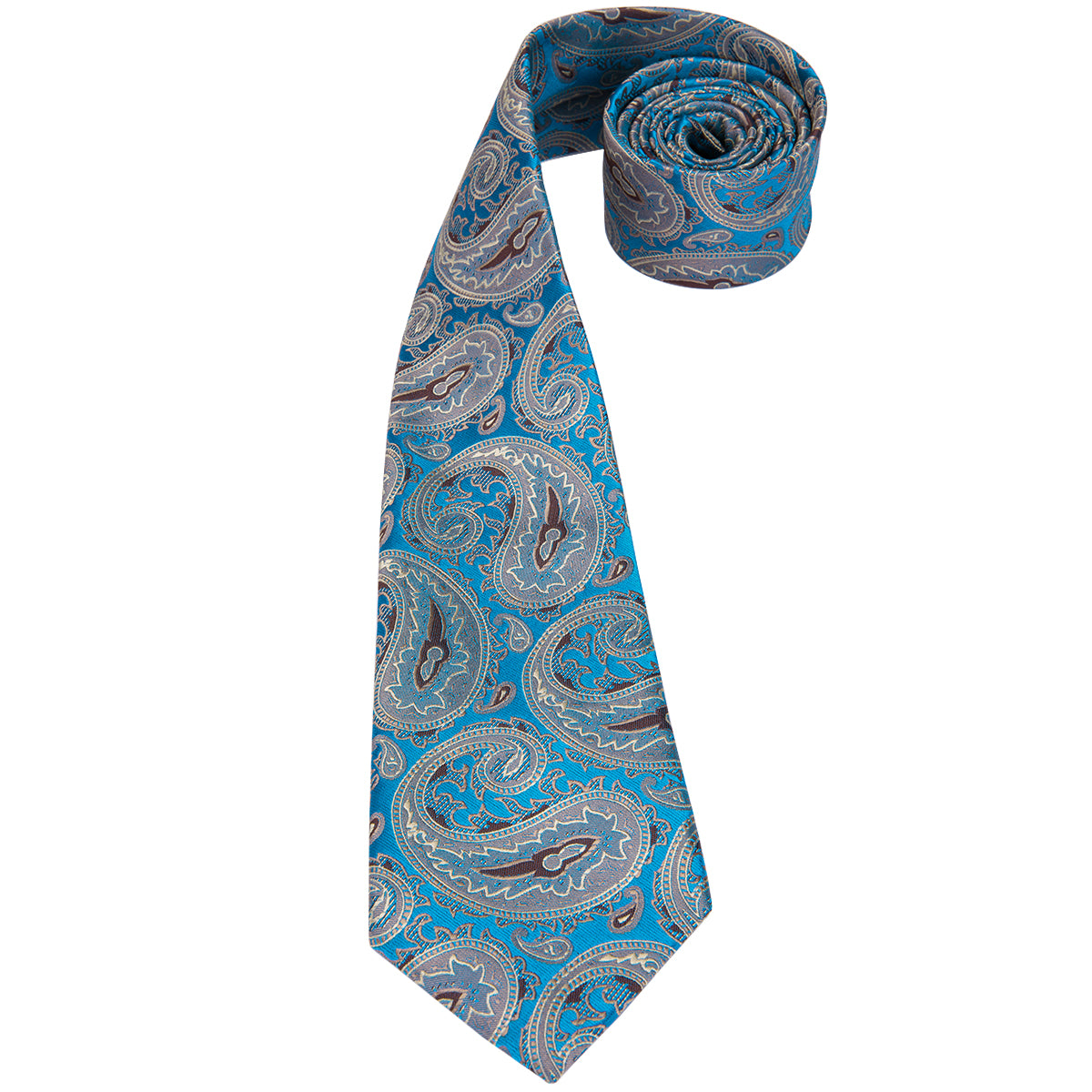 Electric Sapphire Steel Paisley Silk Tie