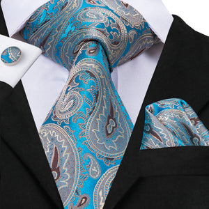 Electric Sapphire Steel Paisley Silk Tie