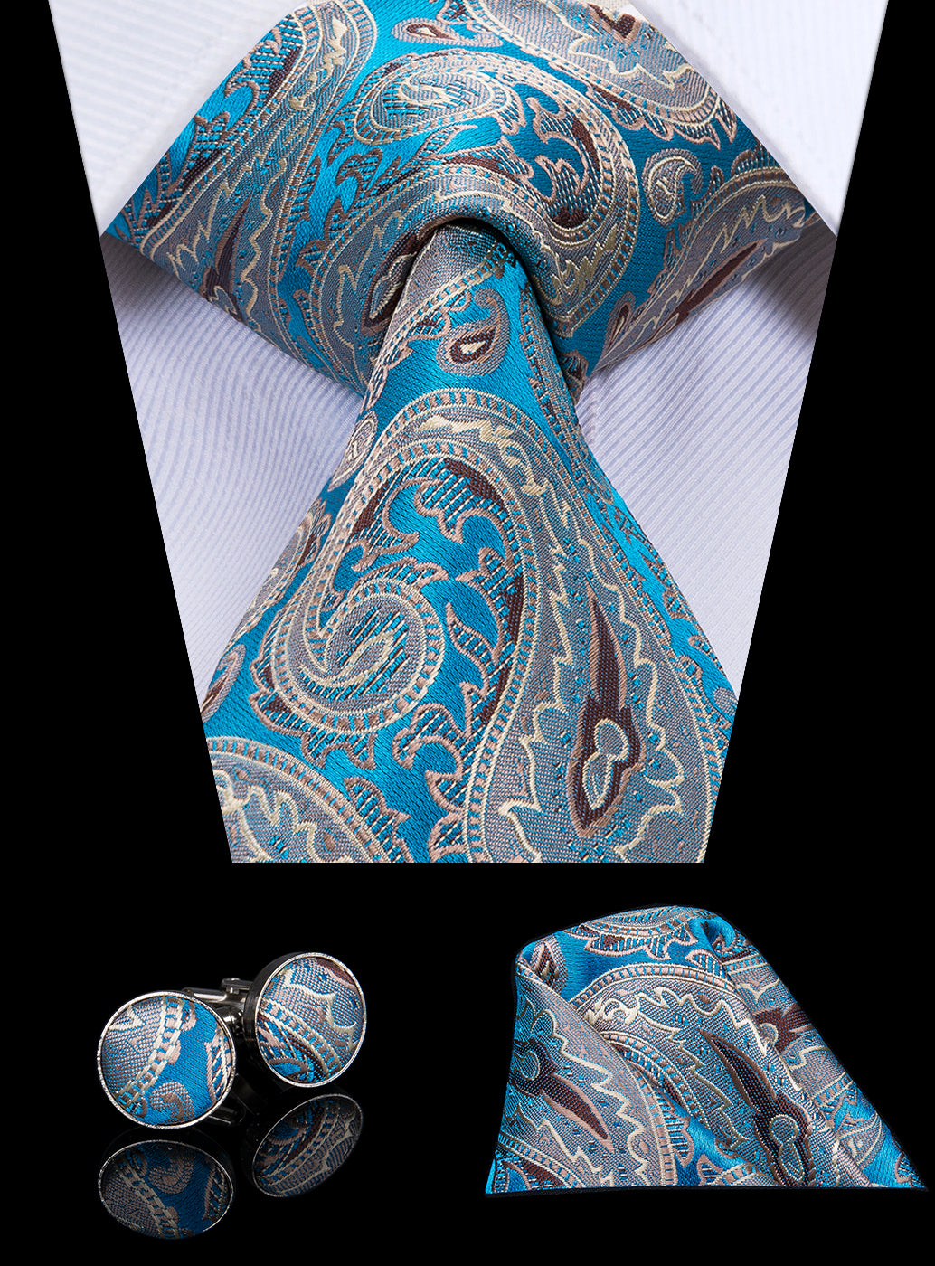 Electric Sapphire Steel Paisley Silk Tie