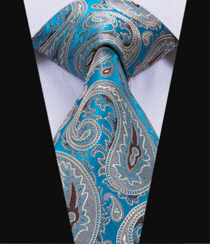 Electric Sapphire Steel Paisley Silk Tie