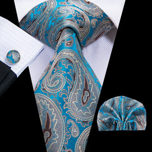 Electric Sapphire Steel Paisley Silk Tie