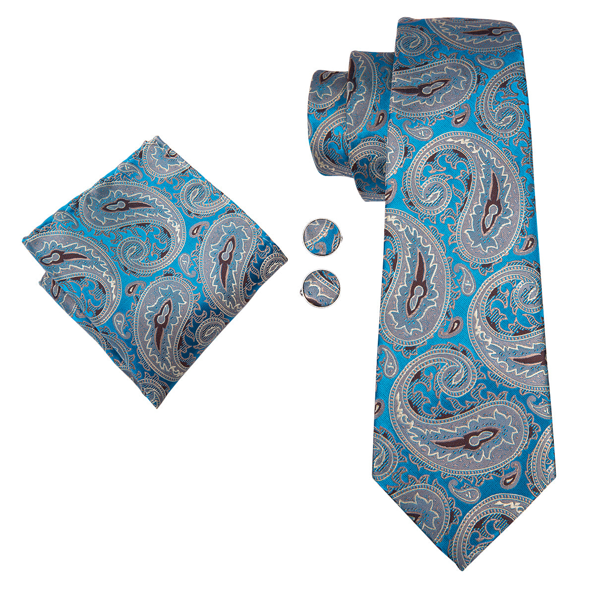 Electric Sapphire Steel Paisley Silk Tie