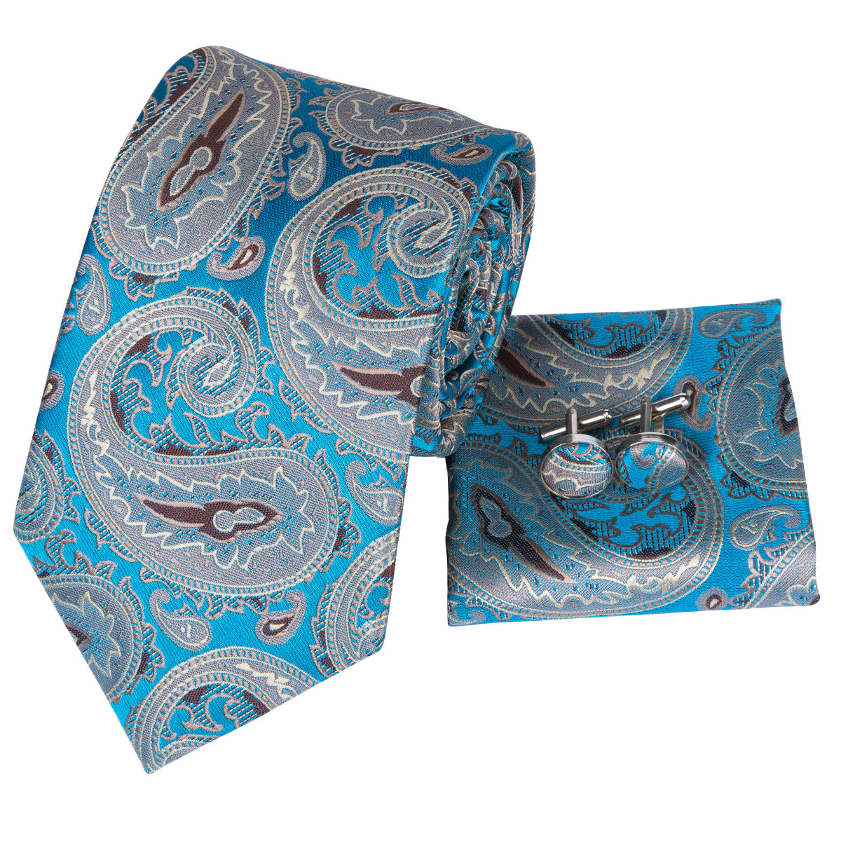 Electric Sapphire Steel Paisley Silk Tie