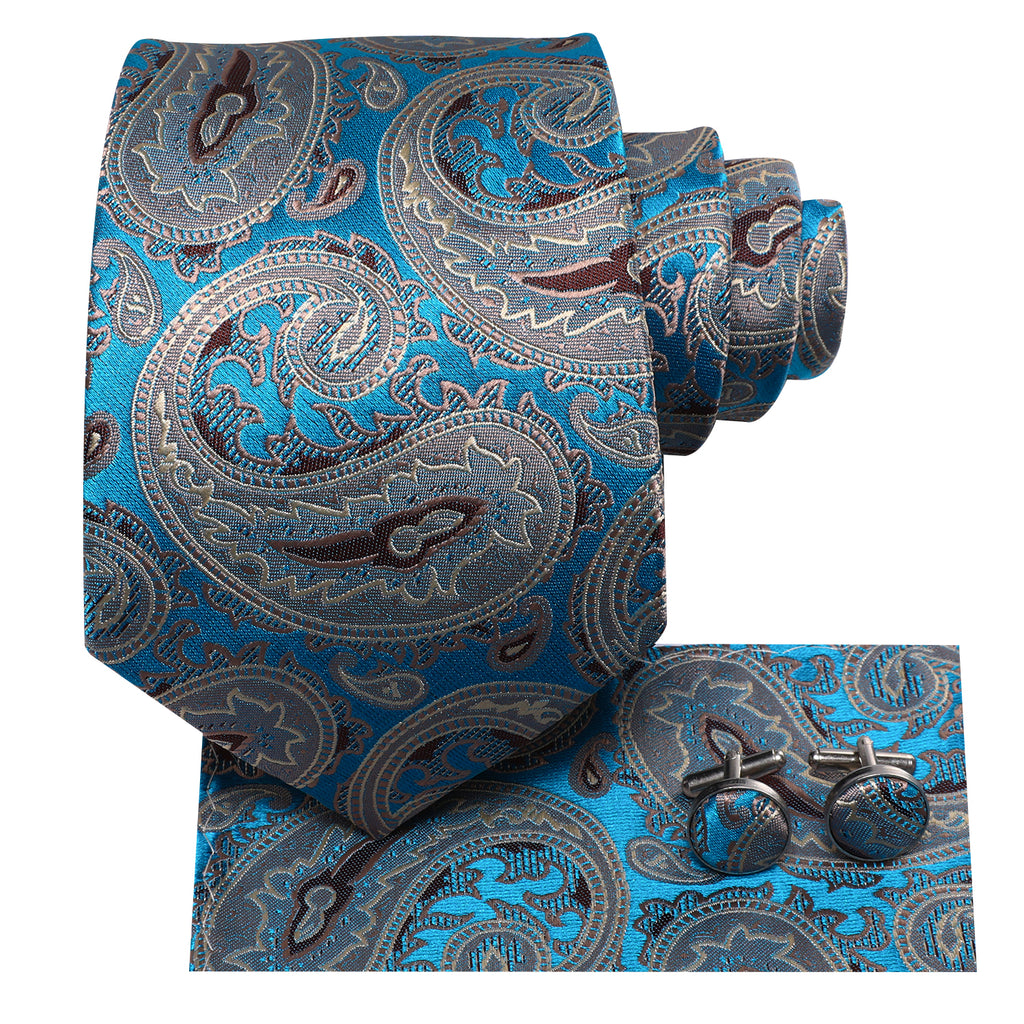 Electric Sapphire Steel Paisley Silk Tie