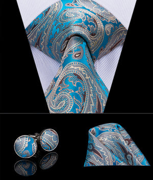 Electric Sapphire Steel Paisley Silk Tie