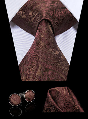 Chocolate Tourmaline Paisley Silk Tie