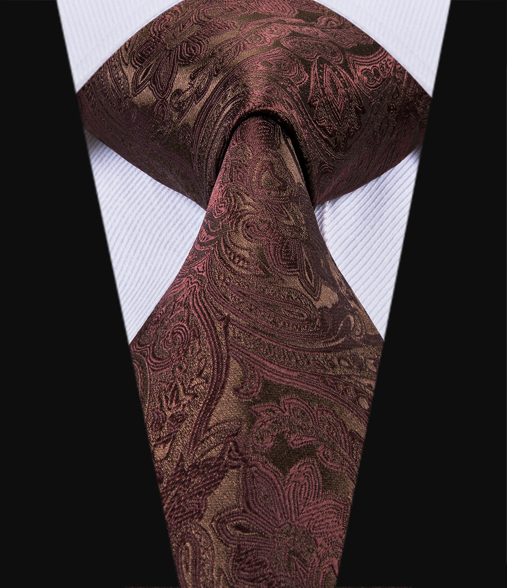 Chocolate Tourmaline Paisley Silk Tie