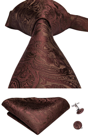 Chocolate Tourmaline Paisley Silk Tie