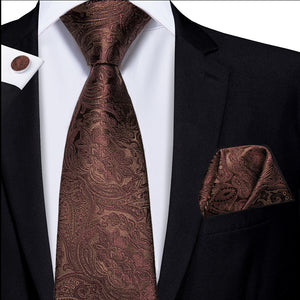 Chocolate Tourmaline Paisley Silk Tie