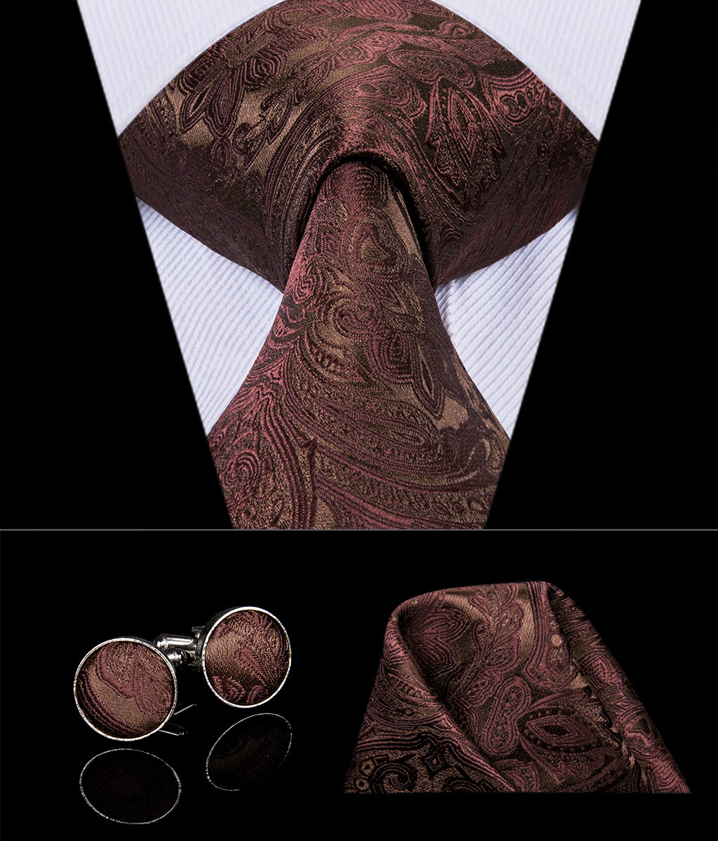 Chocolate Tourmaline Paisley Silk Tie