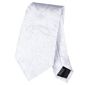 Solid Pearl Paisley Silk Tie