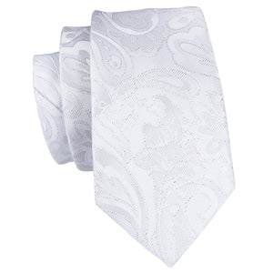 Solid Pearl Paisley Silk Tie