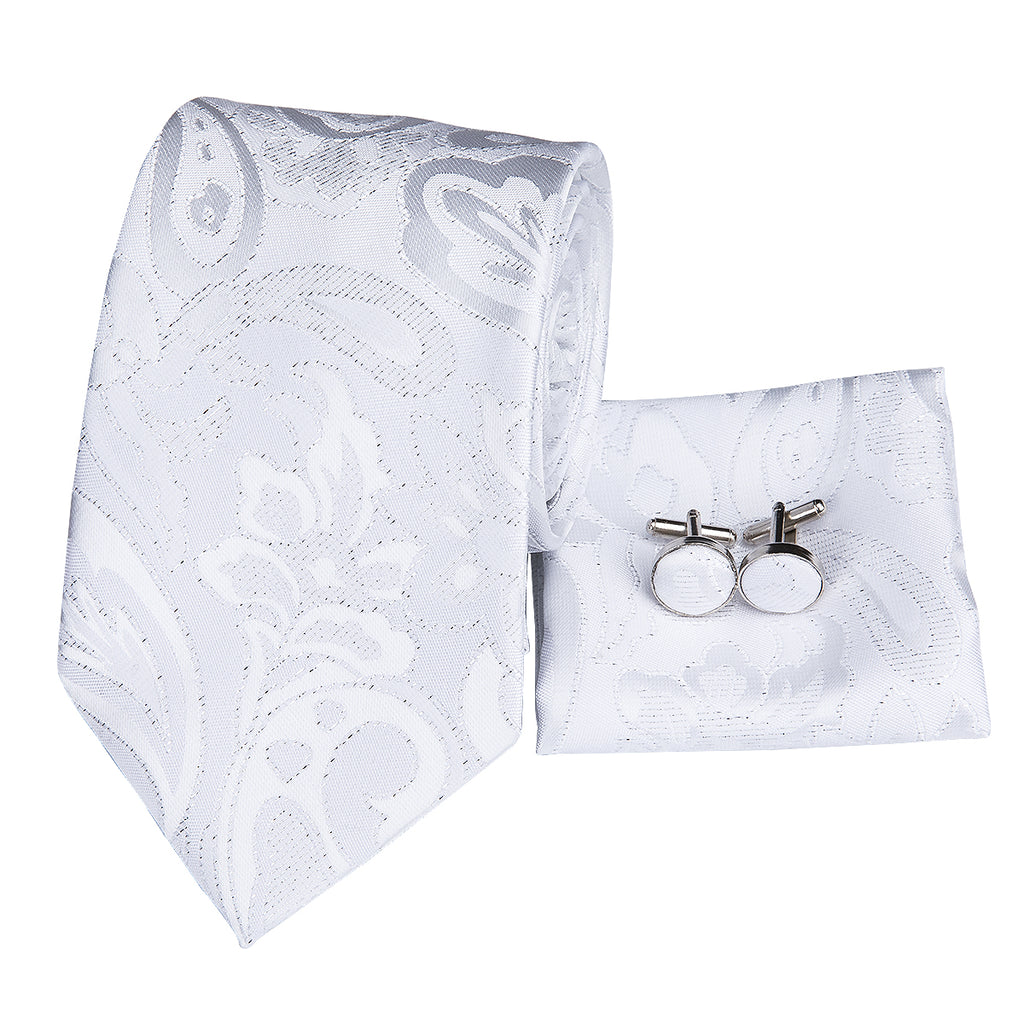 Solid Pearl Paisley Silk Tie