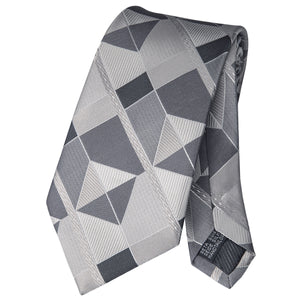 Shattered Titanium Geometric Silk Tie