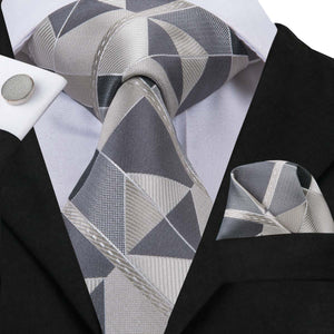 Shattered Titanium Geometric Silk Tie