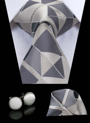 Shattered Titanium Geometric Silk Tie