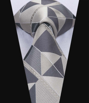 Shattered Titanium Geometric Silk Tie