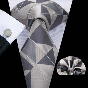 Shattered Titanium Geometric Silk Tie