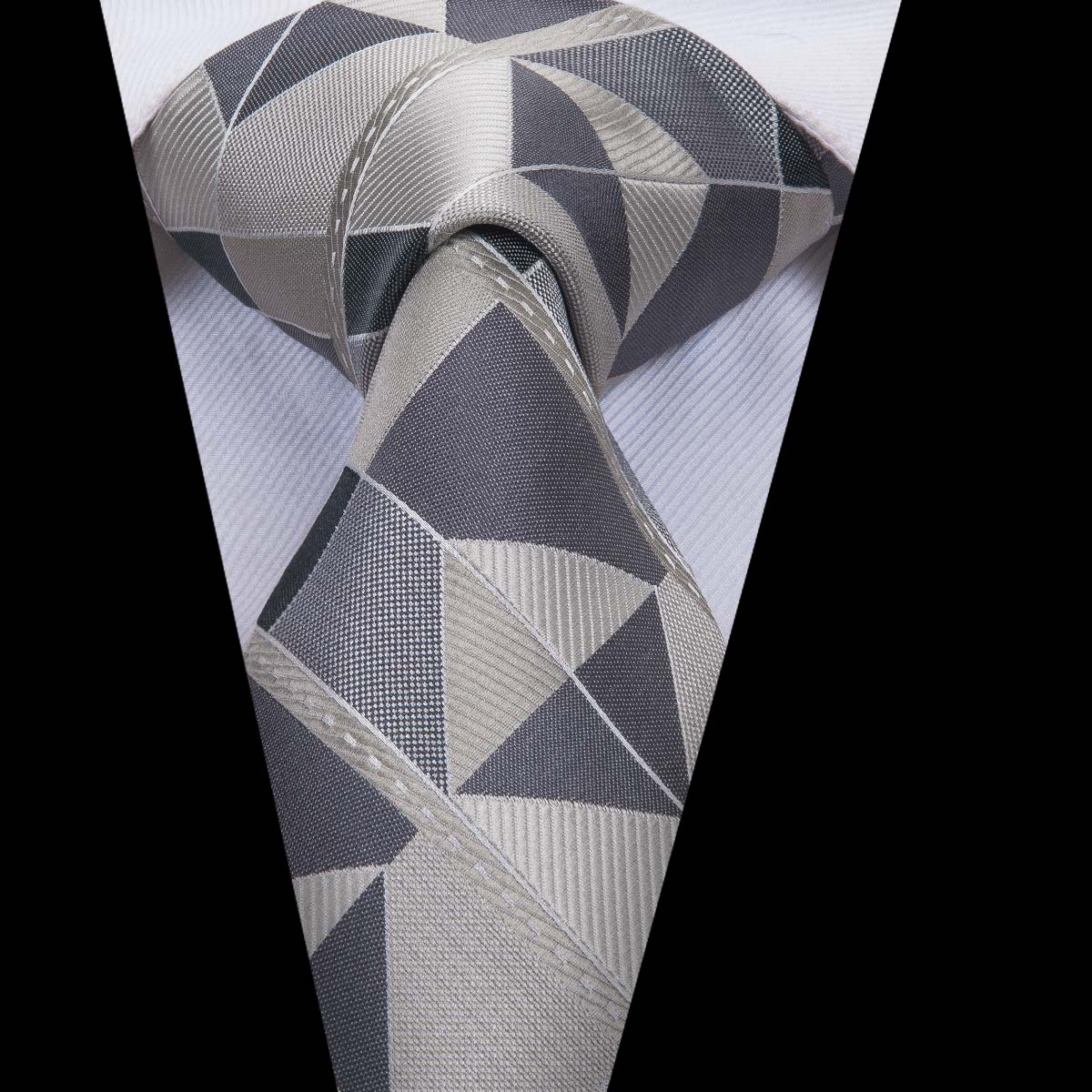 Shattered Titanium Geometric Silk Tie