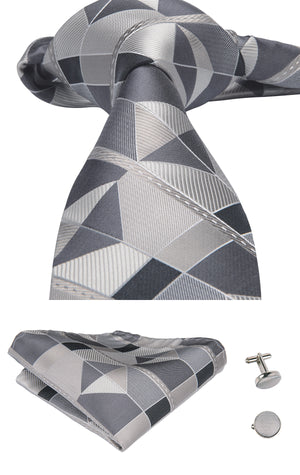 Shattered Titanium Geometric Silk Tie