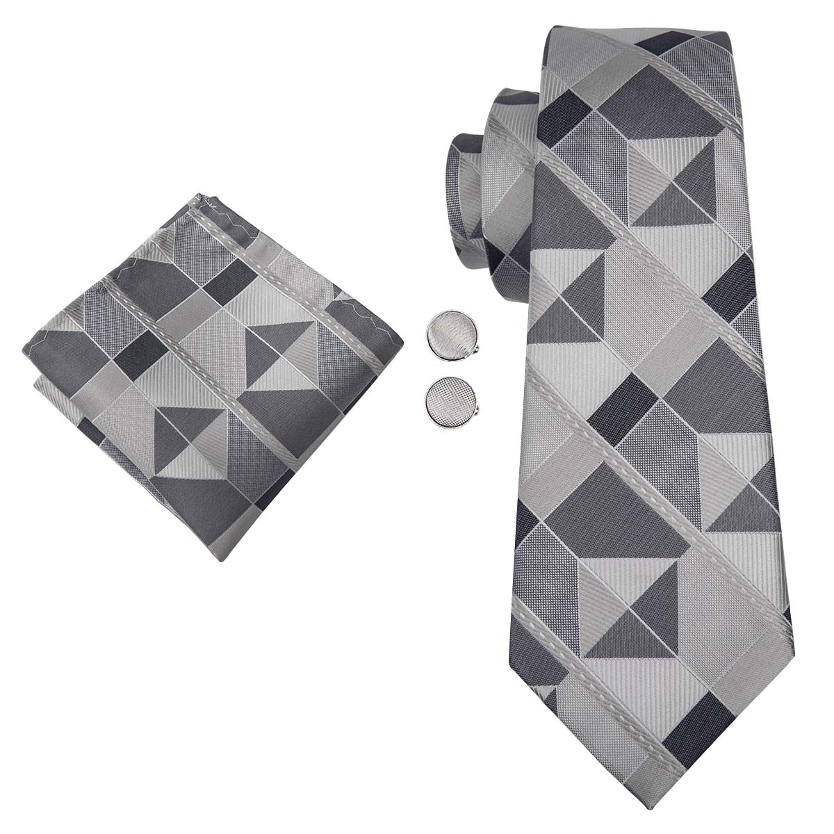 Shattered Titanium Geometric Silk Tie