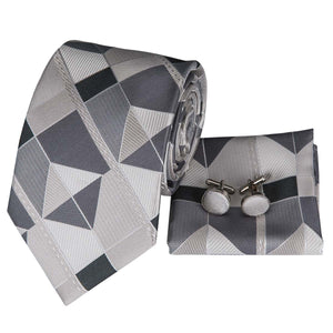 Shattered Titanium Geometric Silk Tie